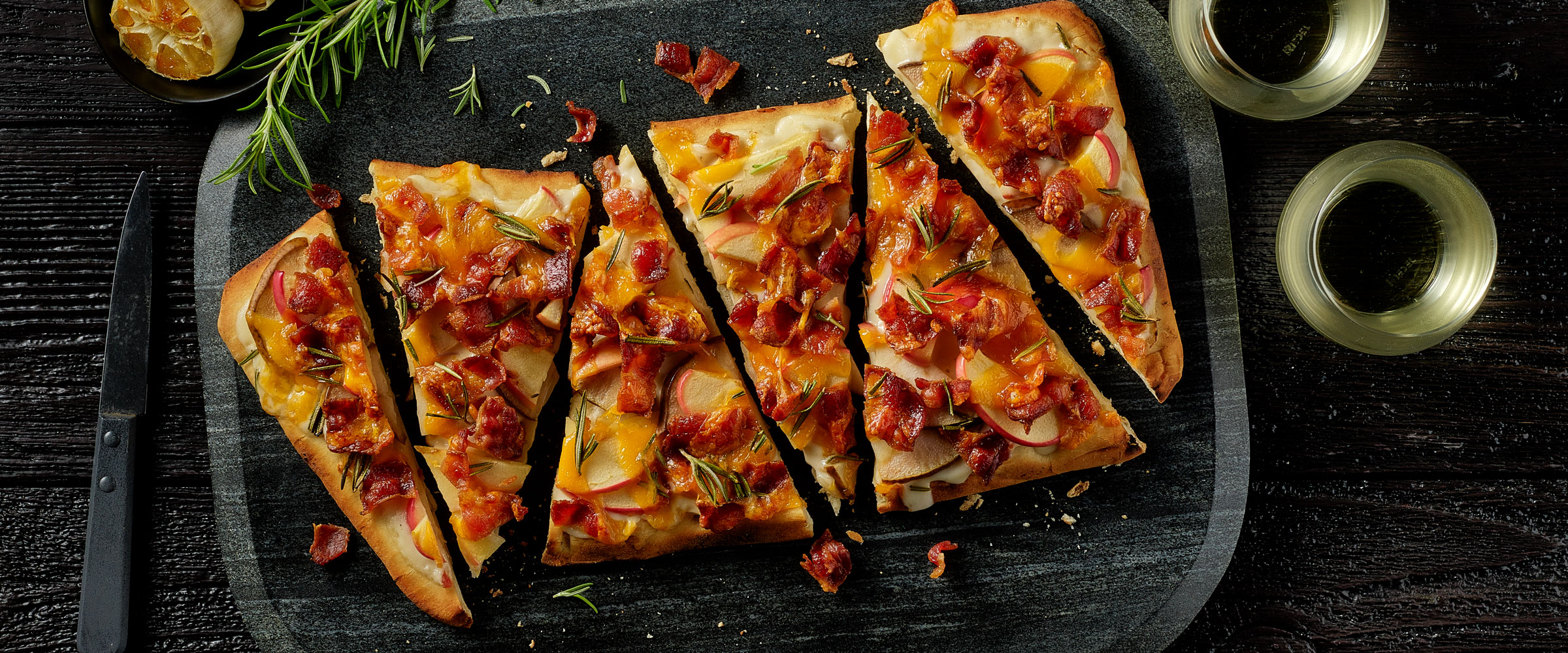 Garlic Rosemary Bacon Flatbread