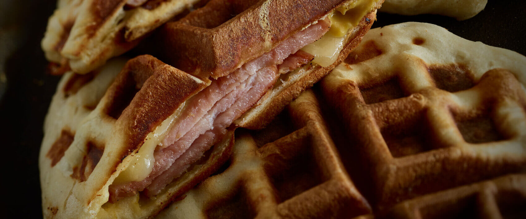 Canadian Bacon and Cheese Waffle Sandwiches - HORMEL® BLACK LABEL® Bacon