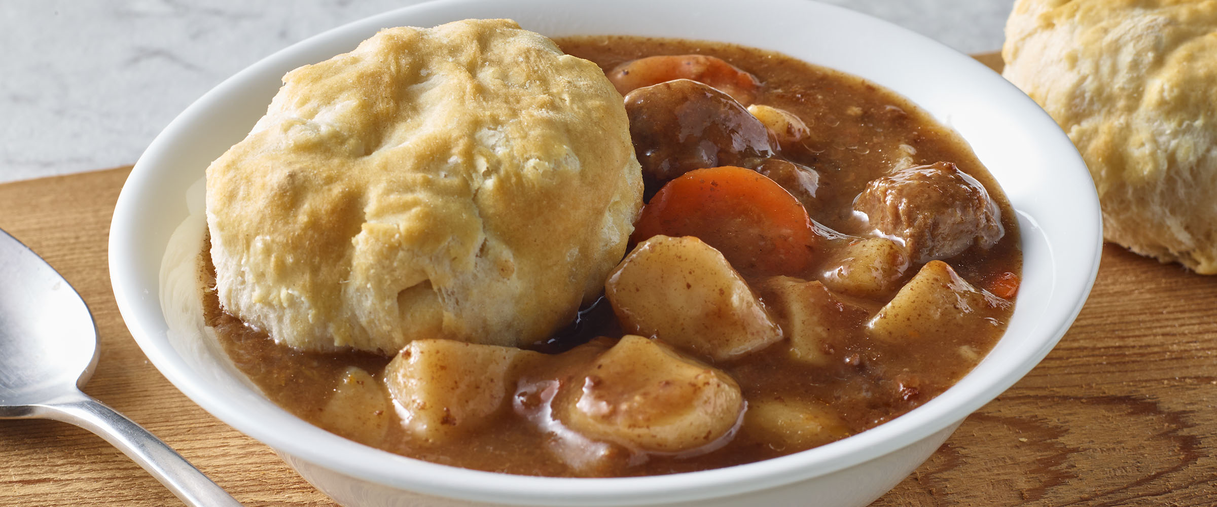 Air Fryer Beef Stew and Biscuits