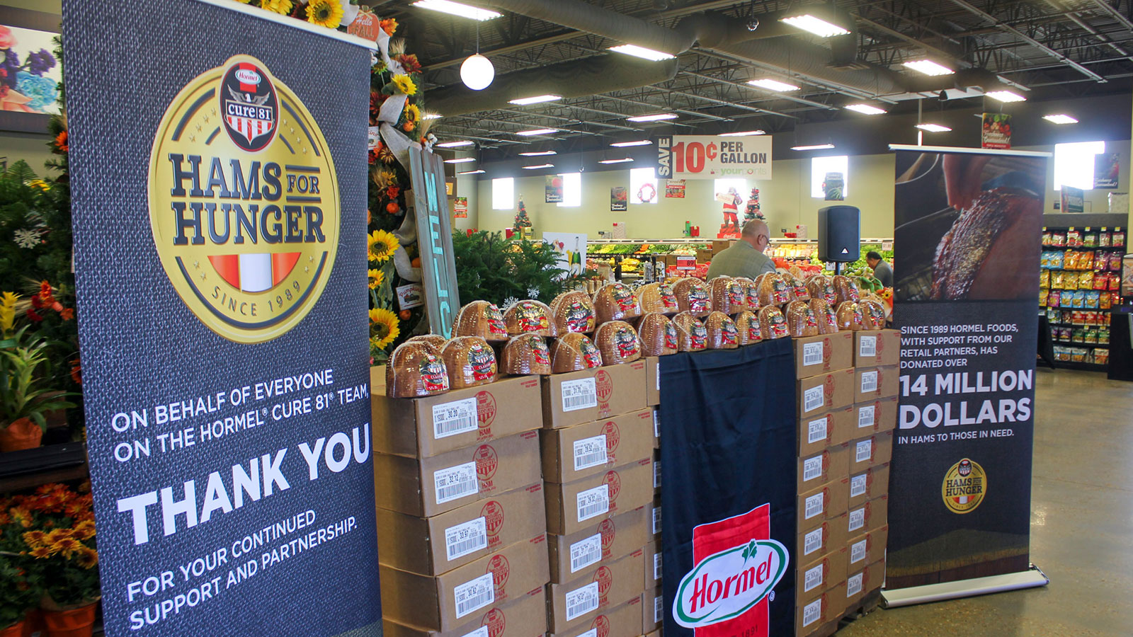 Hams For Hunger branded banner thanking consumers for participating