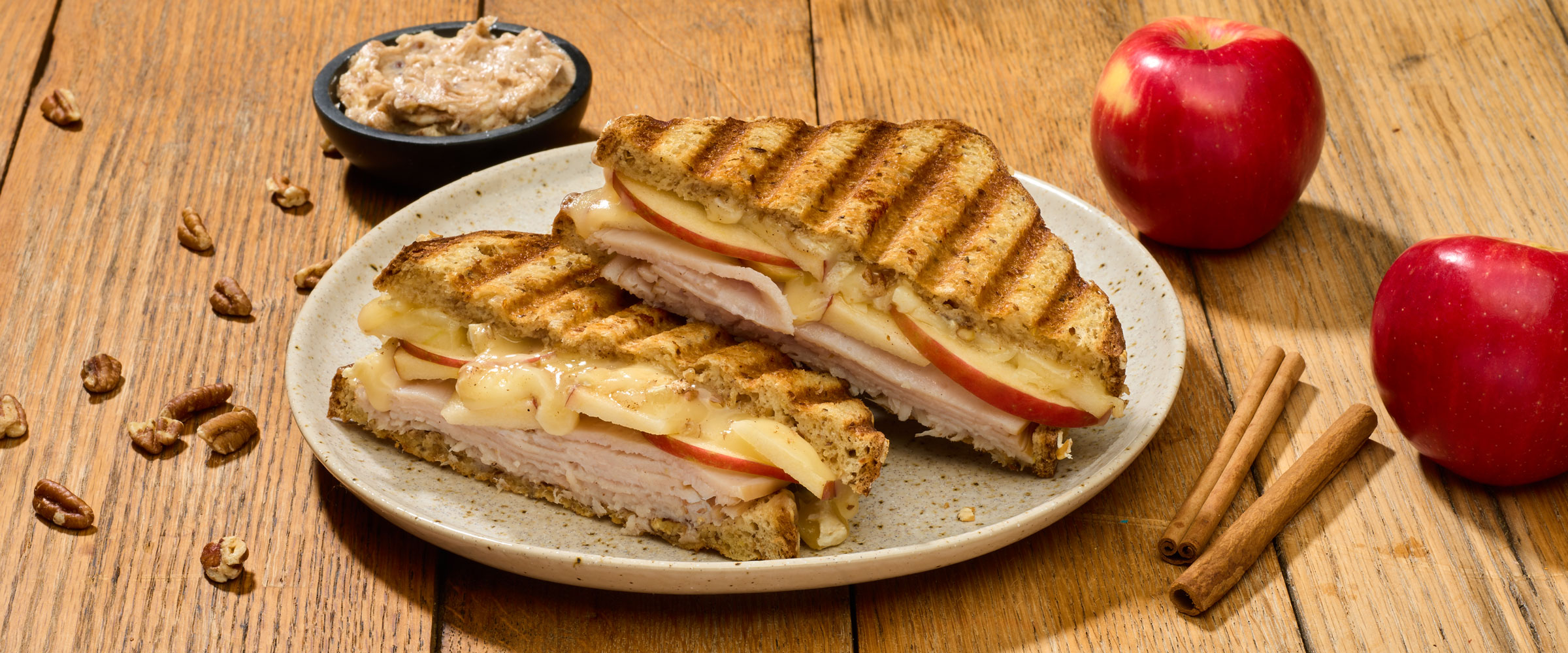 Smoked Turkey, Apple, Brie and Pecan-Honey Butter Sandwiches