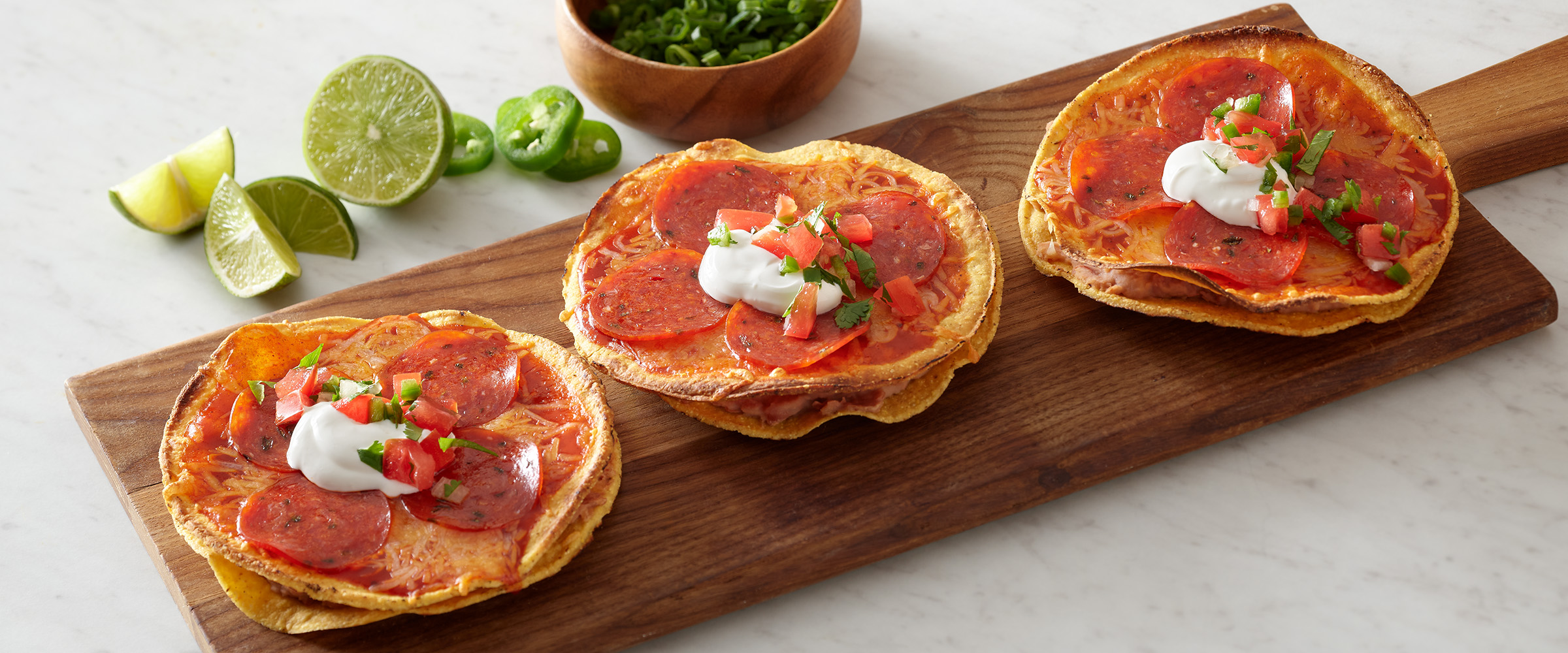 Jalapeno Pepperoni Tostada Pizzas