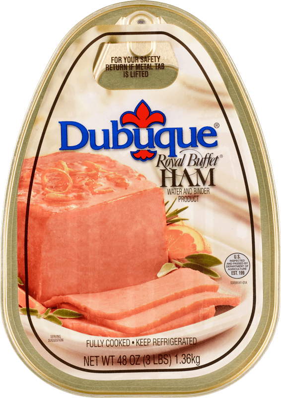 Dubuque Canned Ham in gold oval can